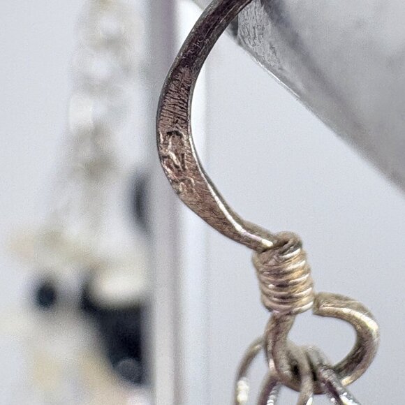 VTG Sterling Silver 925 Multi Gemstone Dangle Earrings Size 2.25" Length - Picture 6 of 8